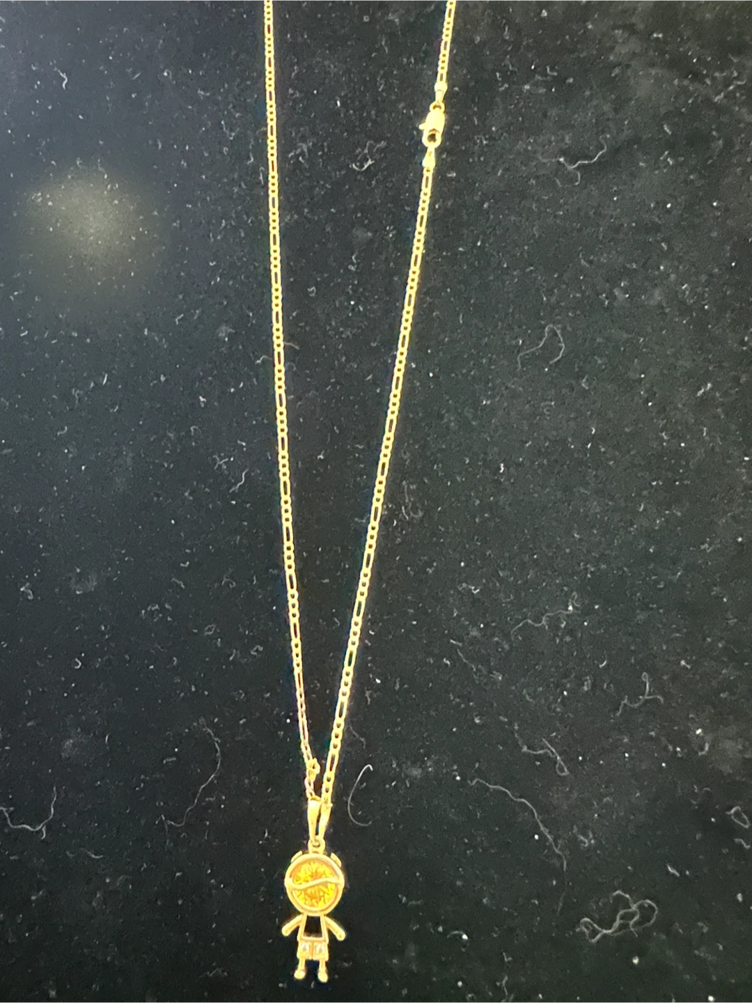 14kGold Tone laminated Necklace with Child Pendant