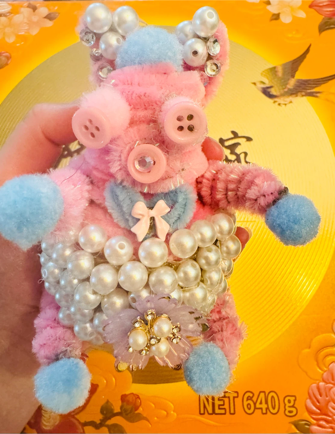 Handmade pipe cleaner pig figurine