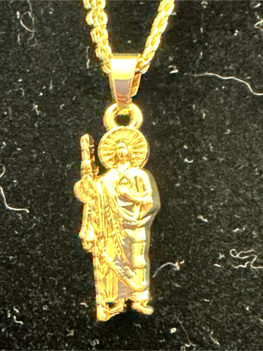 14k Gold Tone laminated Religious Pendant Necklace - photo 2