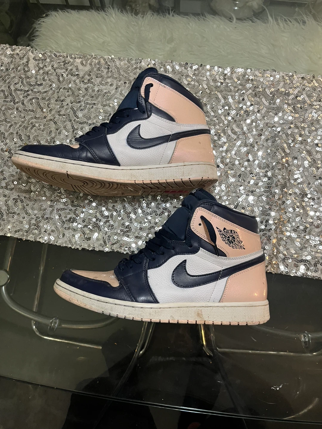 Nike Air Jordan 1 High Navy and Pink bubble gum size 13