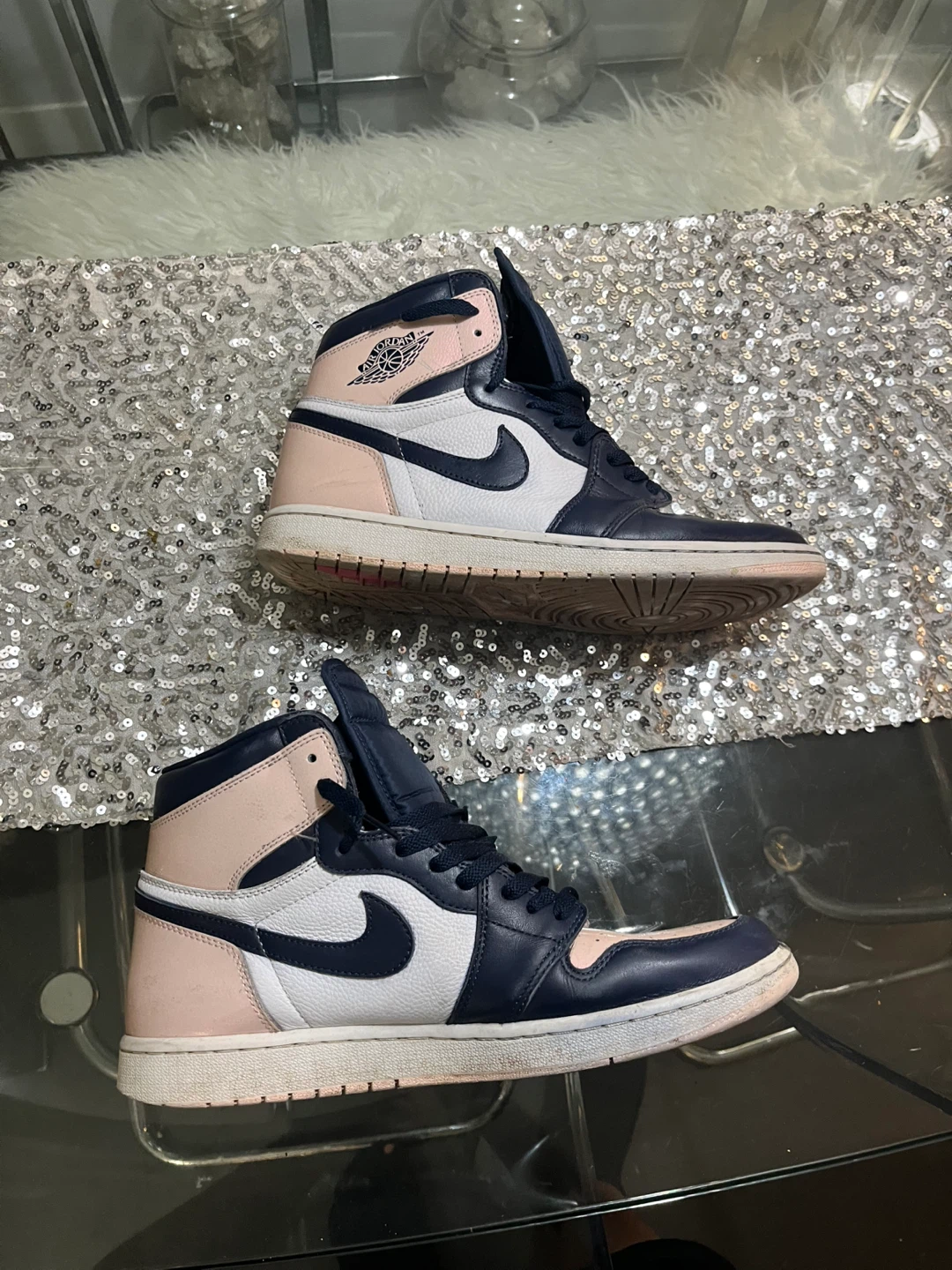 Nike Air Jordan 1 High Navy and Pink bubble gum size 13 - photo 2