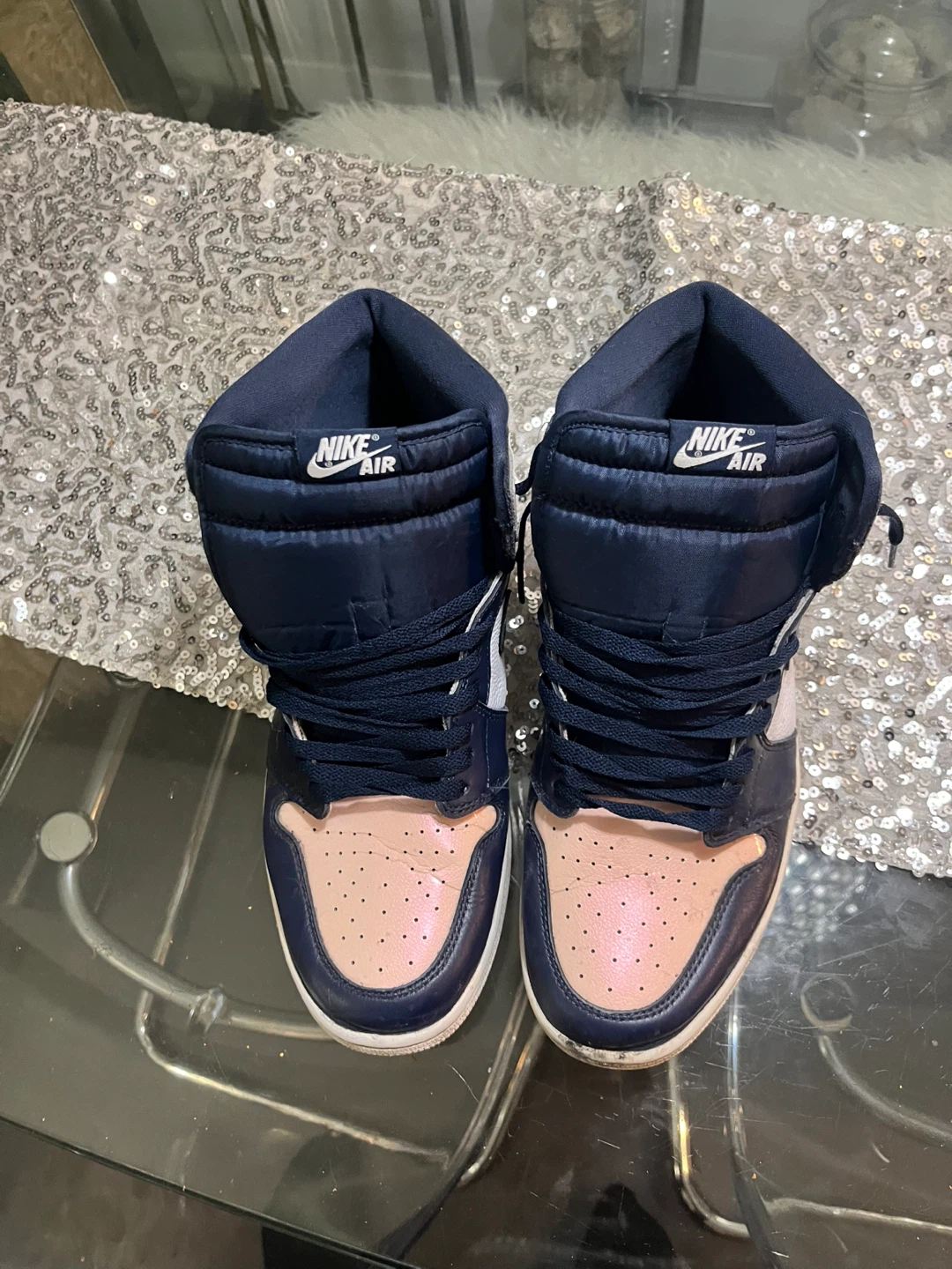 Nike Air Jordan 1 High Navy and Pink bubble gum size 13 - photo 3