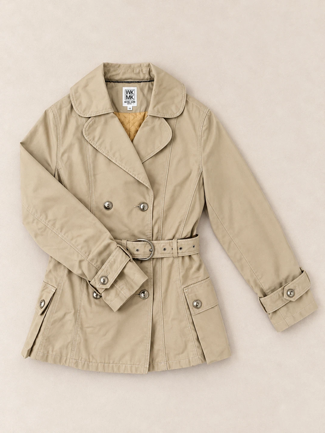 MK MICHEL KLEIN Beige Trench Coat