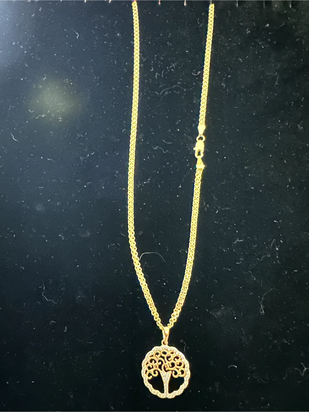 14k Gold laminated Tree of Life Necklace with Cubic Zirconia