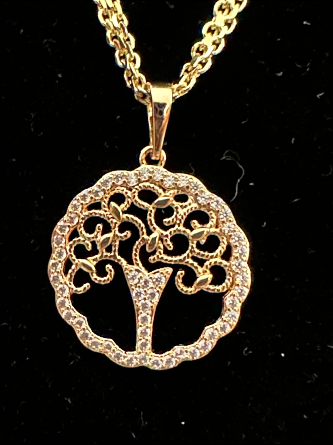 14k Gold laminated Tree of Life Necklace with Cubic Zirconia - photo 2