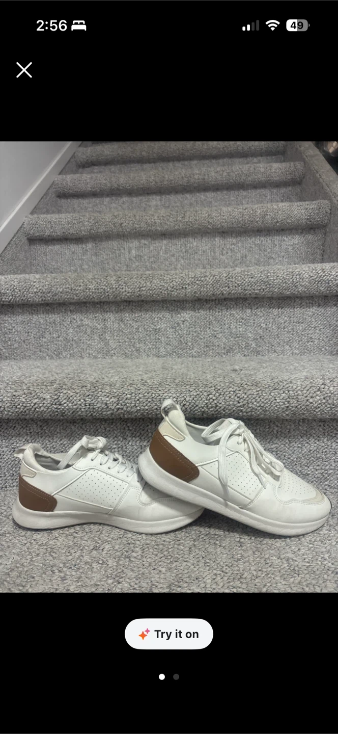 White Sneakers with Tan Accents