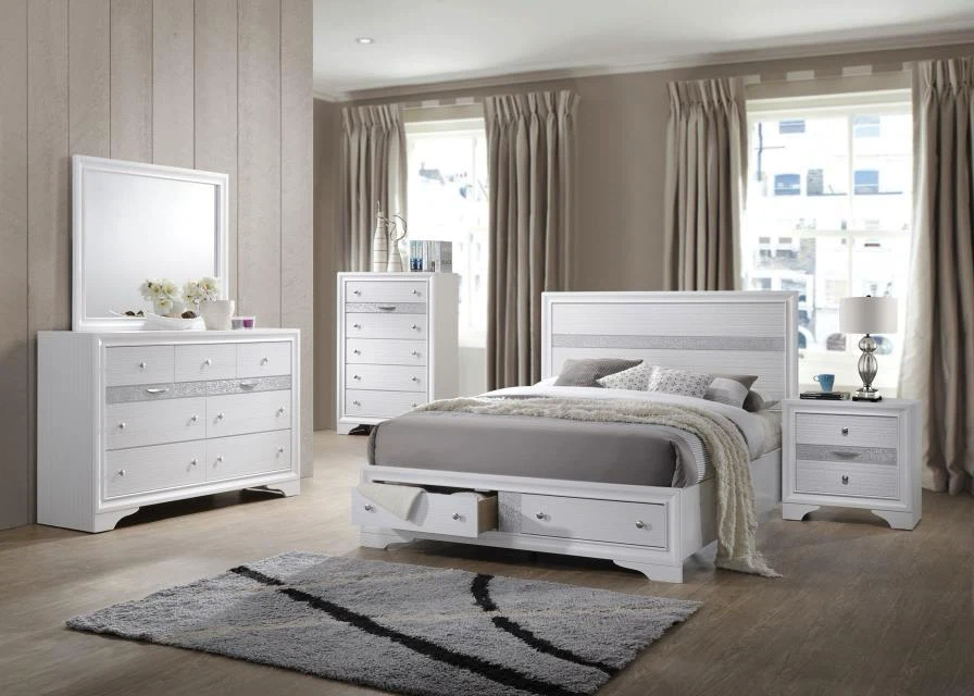 Alamar White Bedroom Set | Queen & King | Complete 4-Piece Set - photo 2