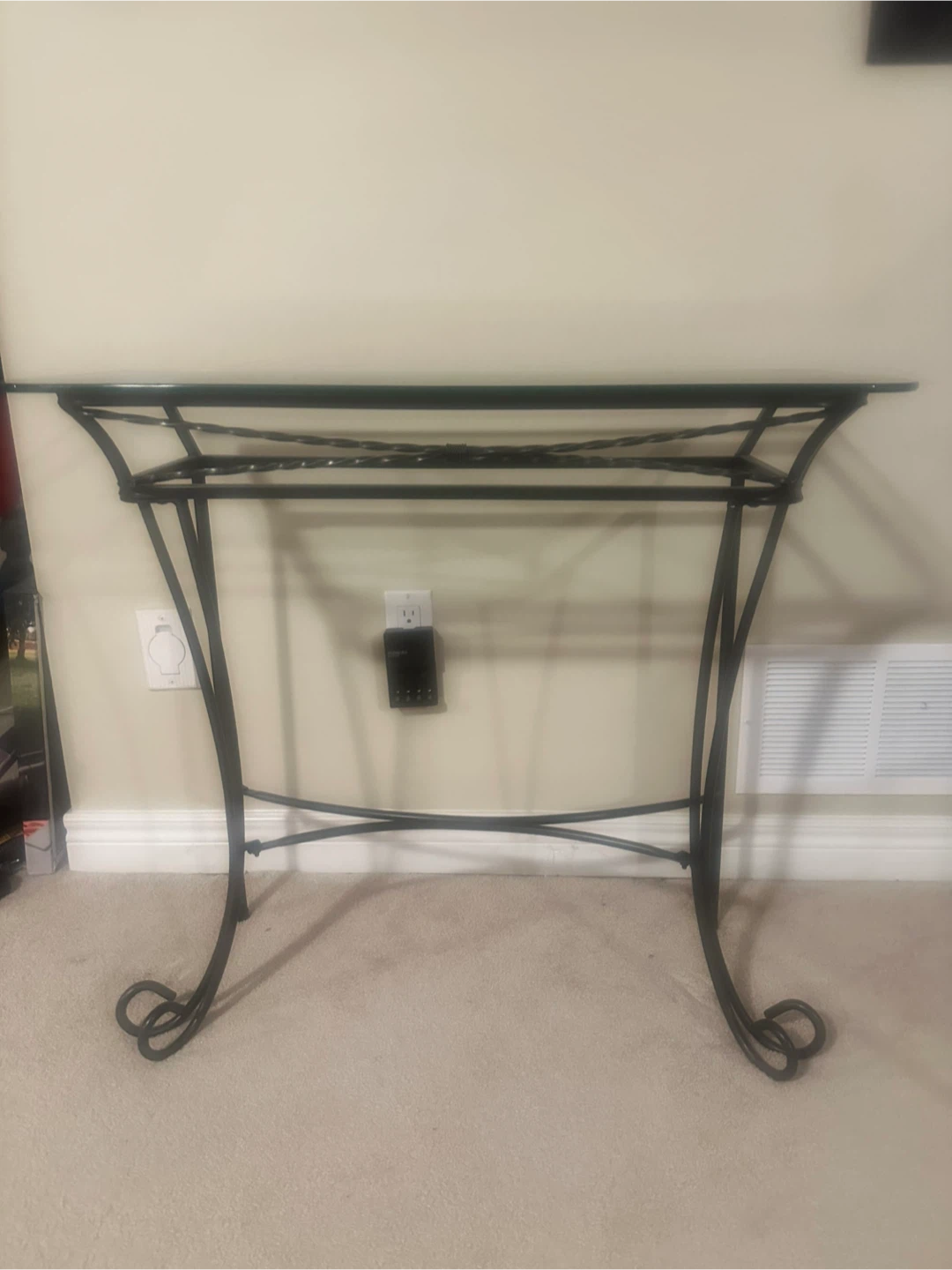 Black Metal and Glass Console Table