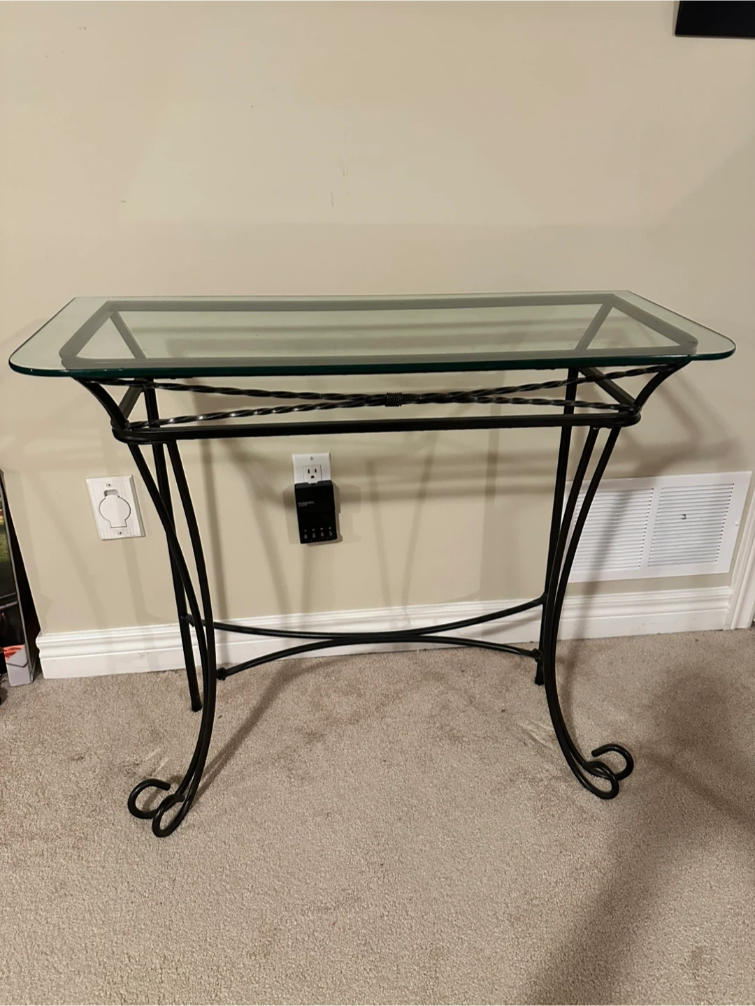 Black Metal and Glass Console Table - photo 2