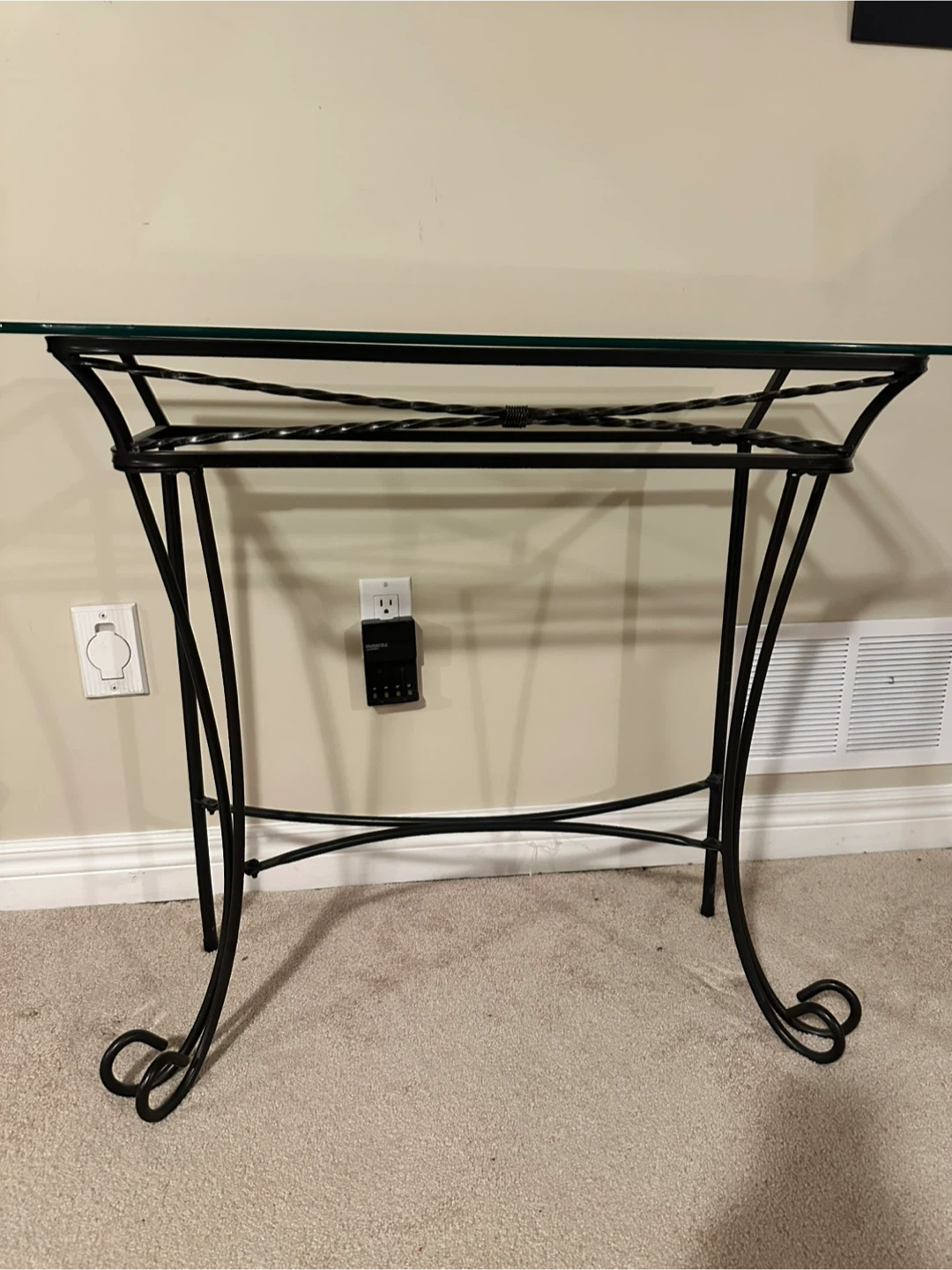 Black Metal and Glass Console Table - photo 3
