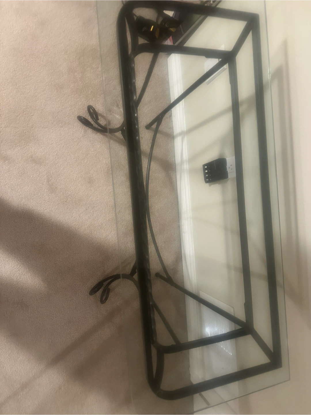 Black Metal and Glass Console Table - photo 4
