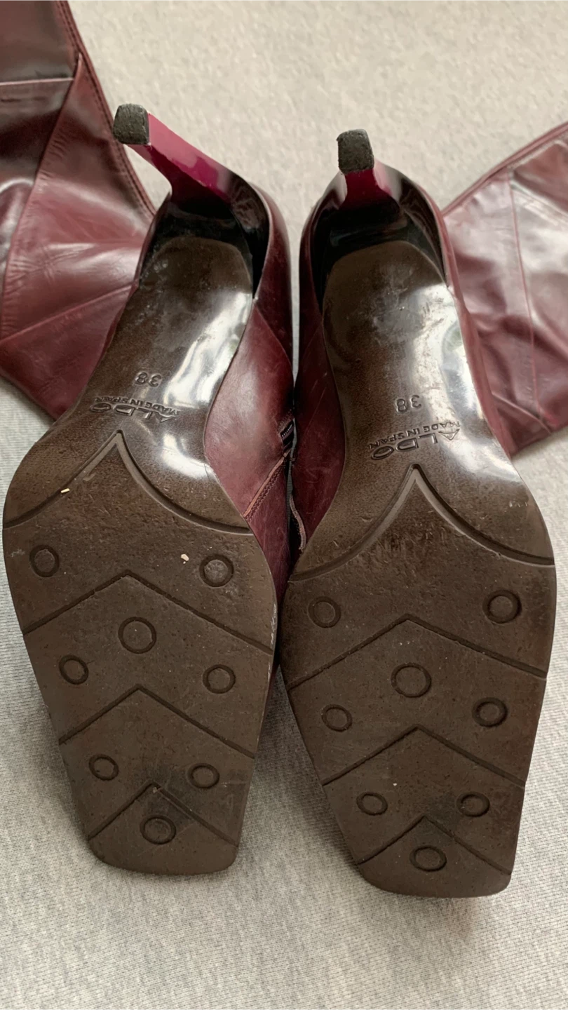 ALDO Burgundy Leather Knee-High Boots - Size 7.5 (38) - photo 3