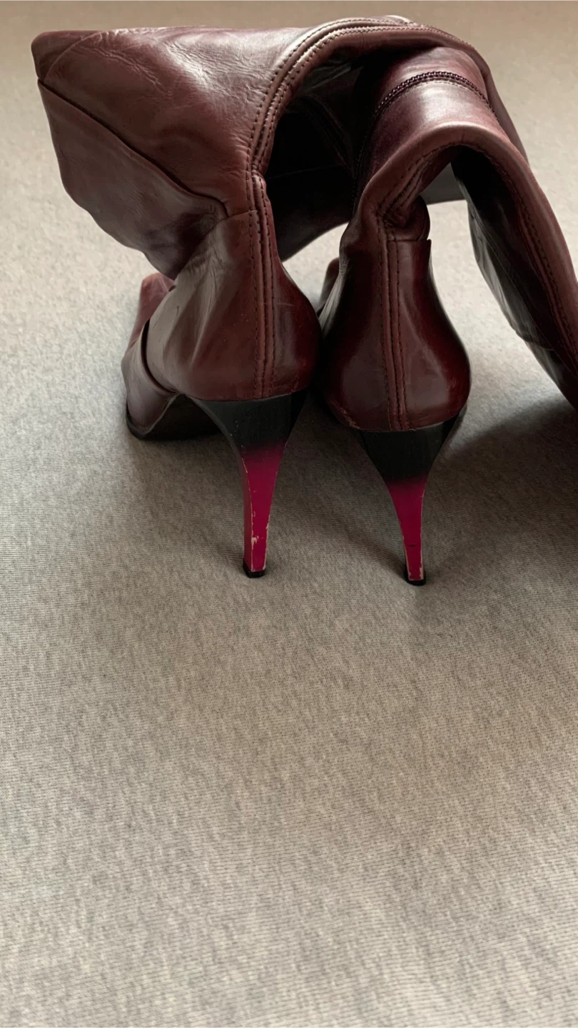 ALDO Burgundy Leather Knee-High Boots - Size 7.5 (38) - photo 4