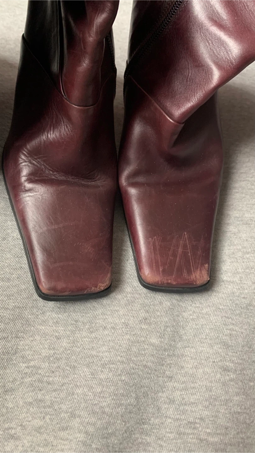 ALDO Burgundy Leather Knee-High Boots - Size 7.5 (38) - photo 5