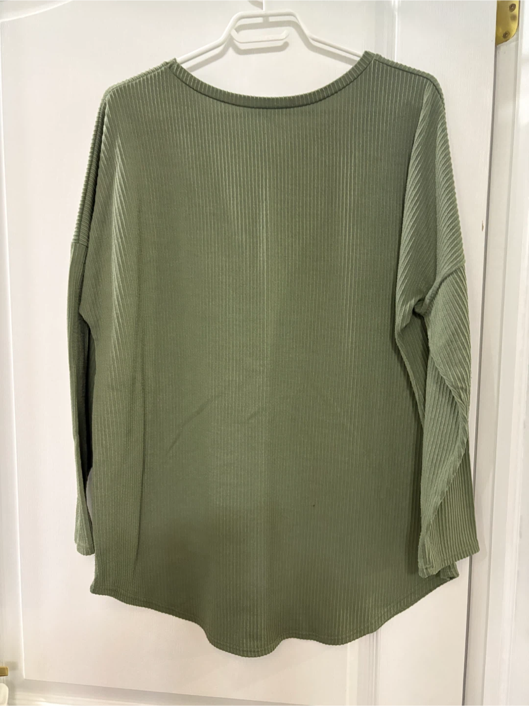 Olive Green Ribbed Long Sleeve Shirt - photo 2
