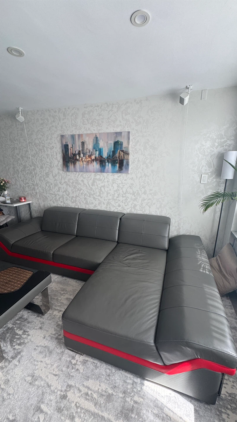 Modern Gray and Red Sectional Sofa