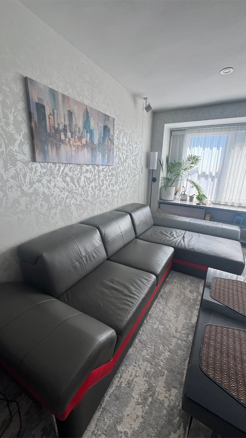 Modern Gray and Red Sectional Sofa - photo 2