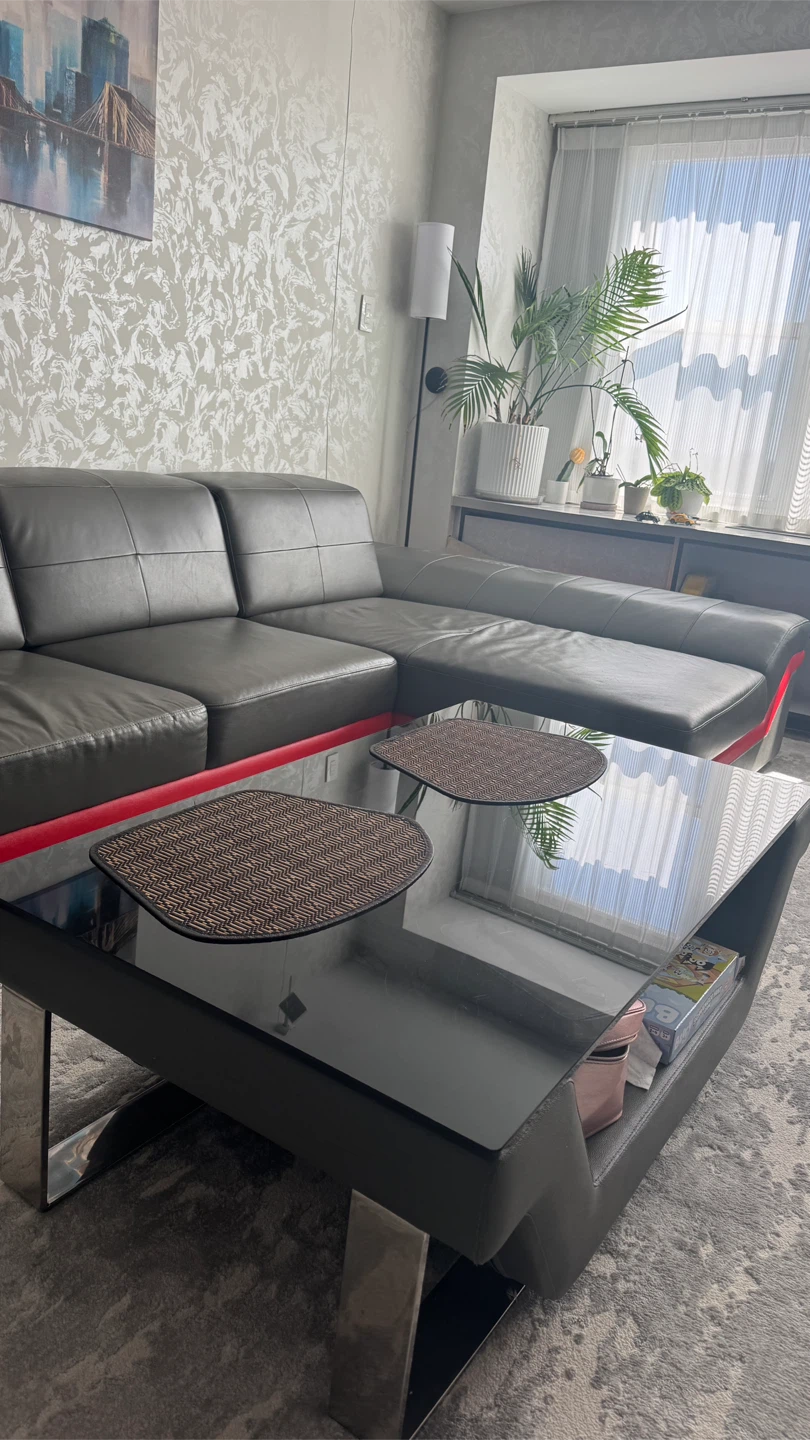 Modern Gray and Red Sectional Sofa - photo 3