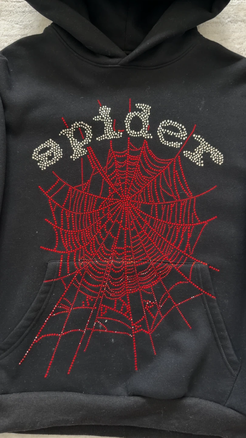 SP5DER Black Hoodie Rhinestone Web - photo 3