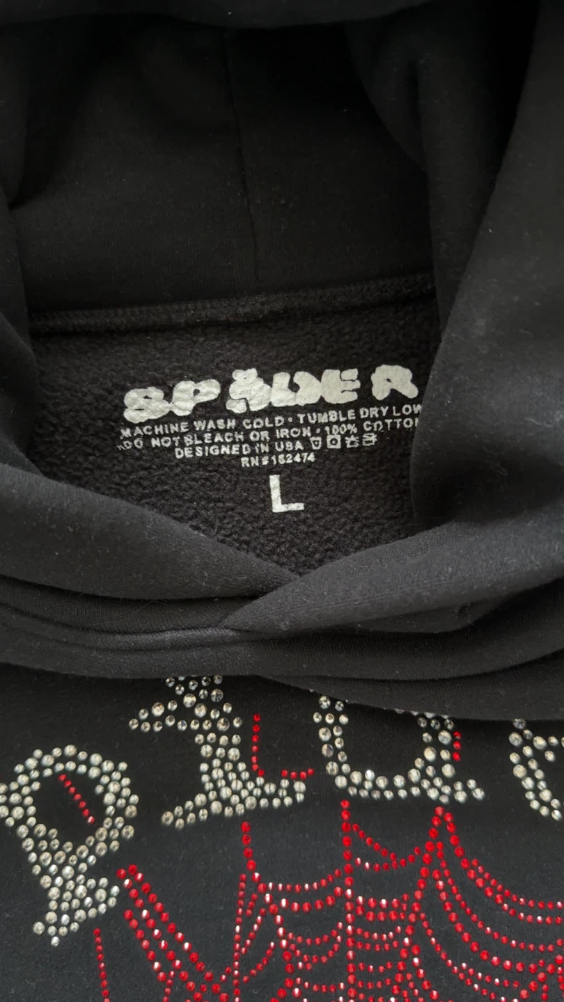 SP5DER Black Hoodie Rhinestone Web - photo 4