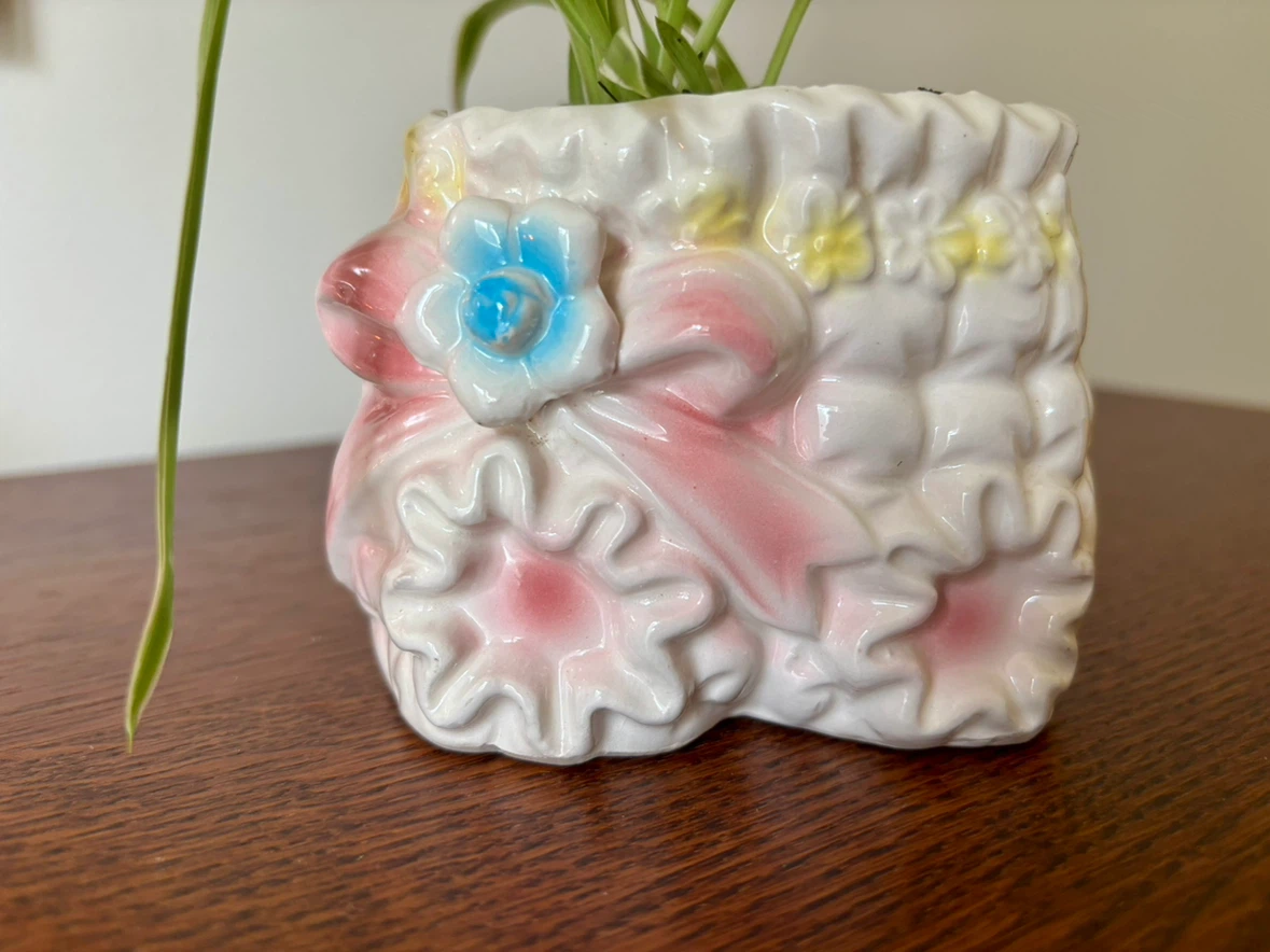 Spider Plant in Vintage 1950s Ceramic Bloomers Planter - photo 3