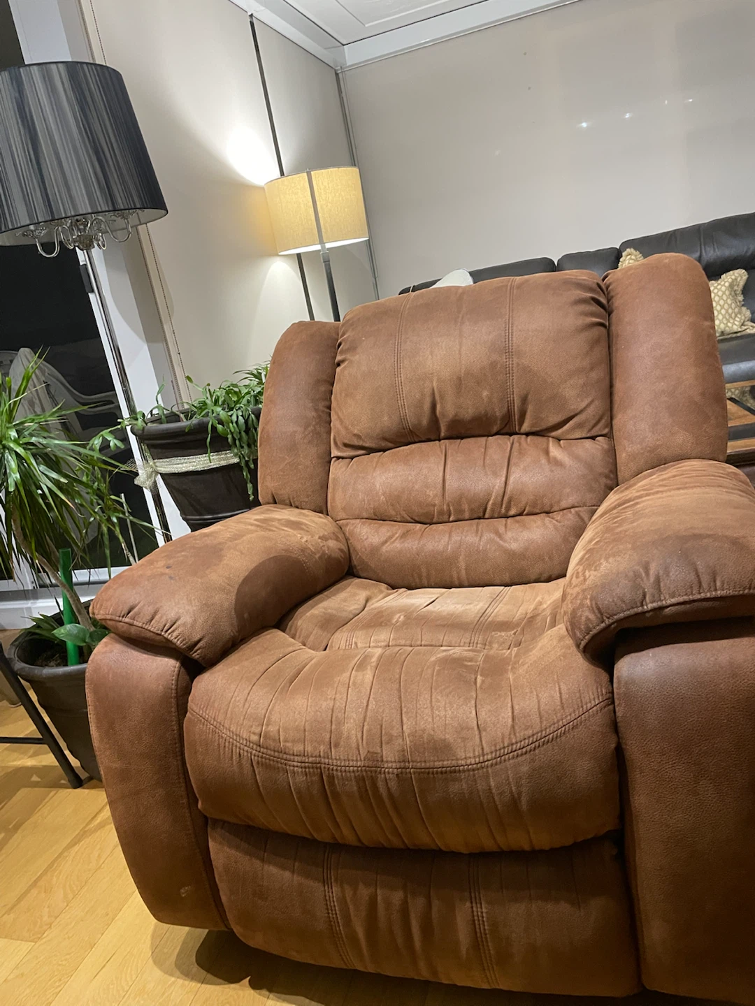 Brown Suede Recliner Chair