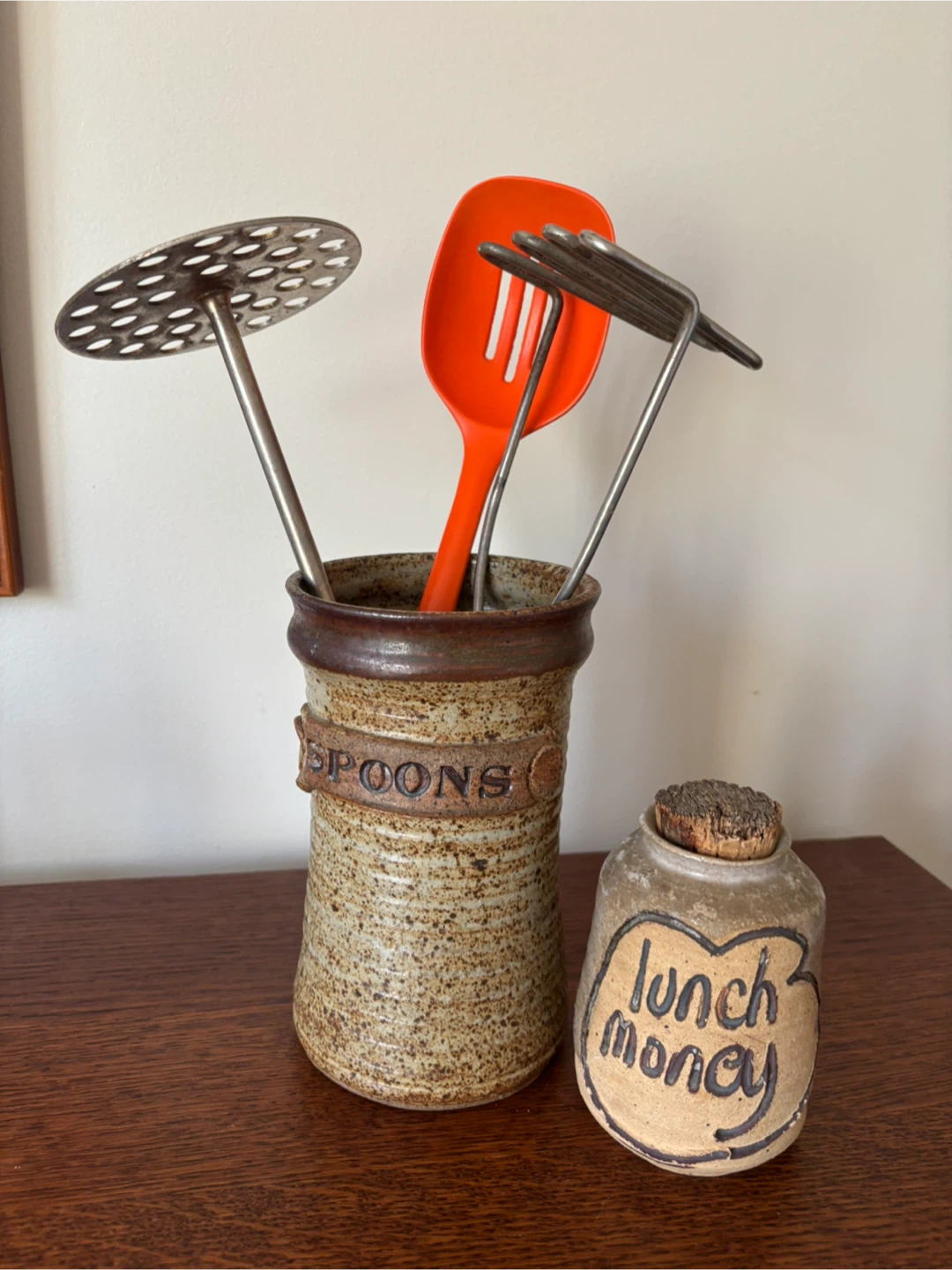 Armstrong Pottery Utensil Holder and Coin Jar
