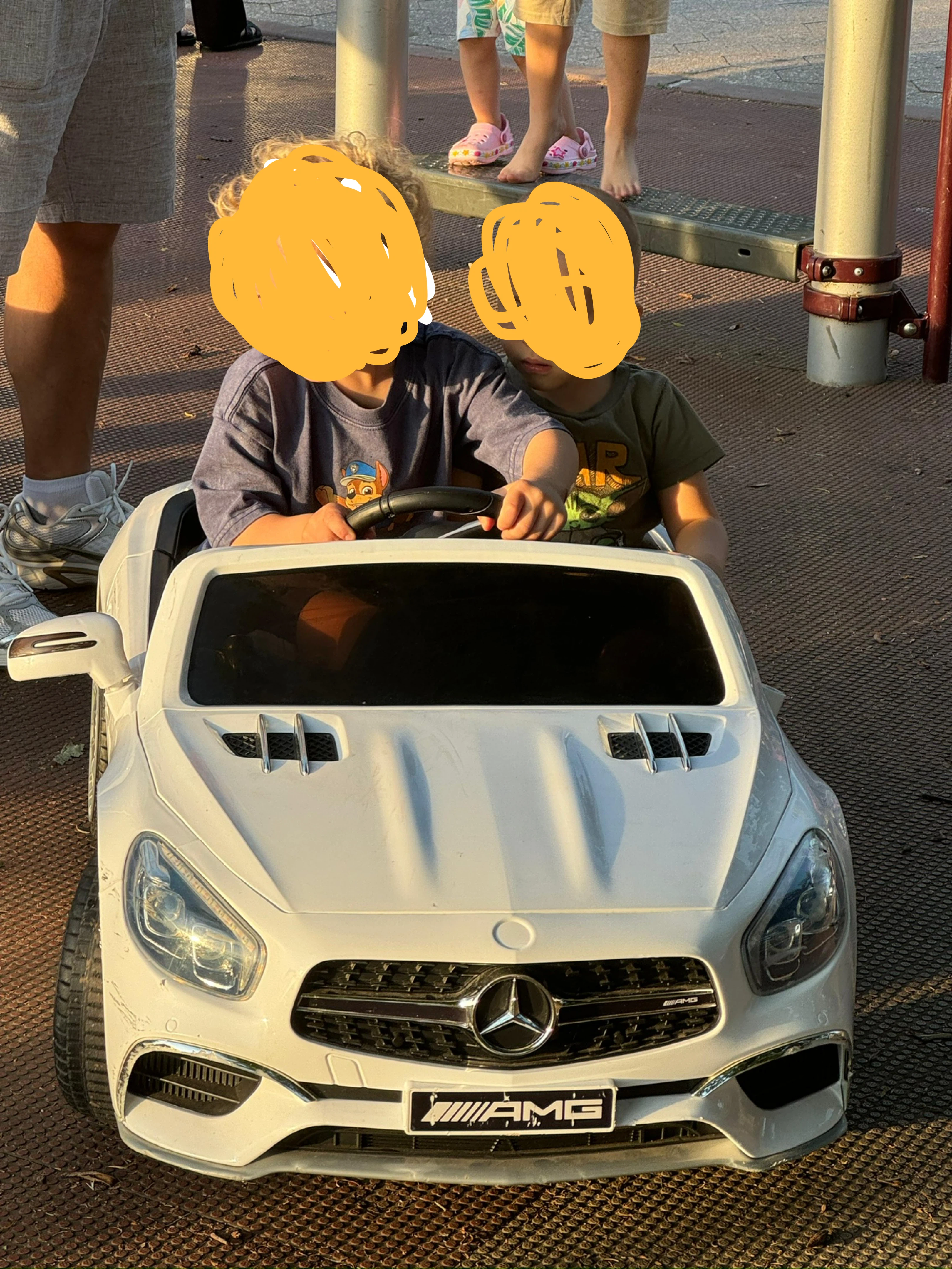 White Mercedes-Benz AMG Ride-On Car for Kids