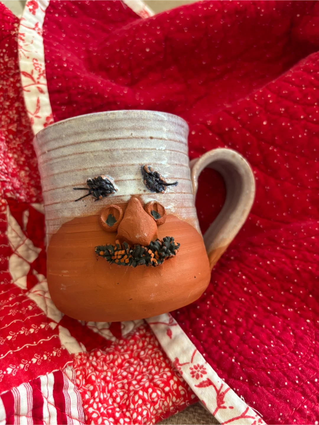 Handmade Cotton Patchwork Lap Quilt & Ugly Face Mug