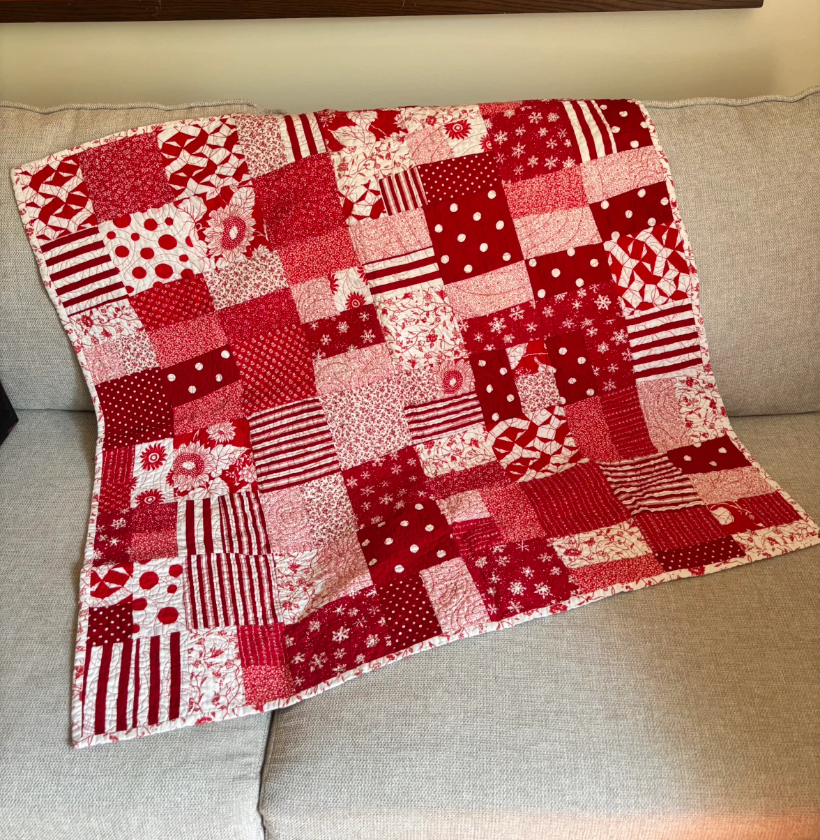 Handmade Cotton Patchwork Lap Quilt & Ugly Face Mug - photo 2