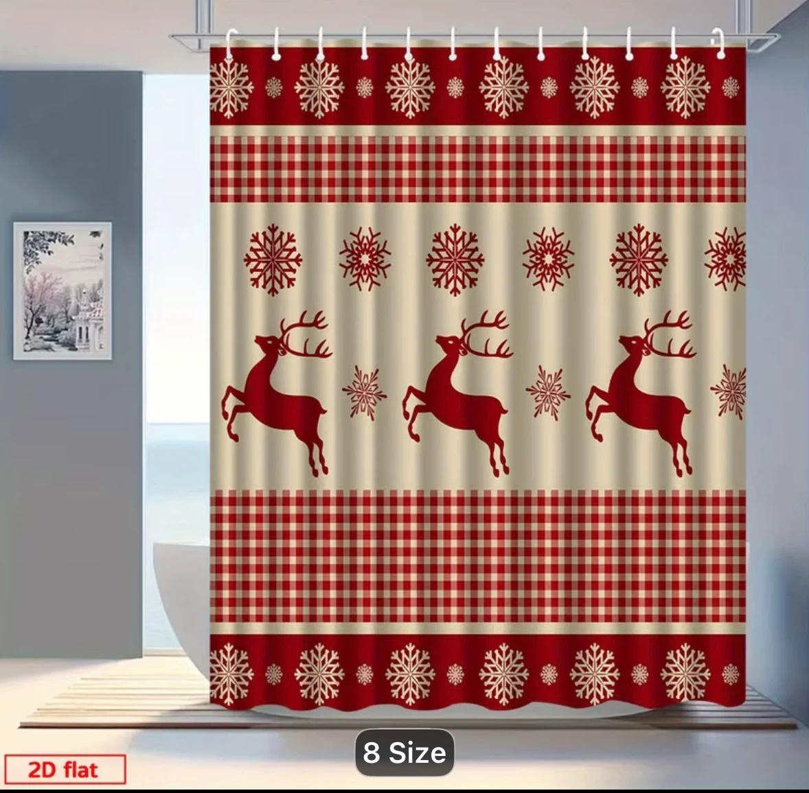 NEW: Christmas Reindeer Shower Curtain