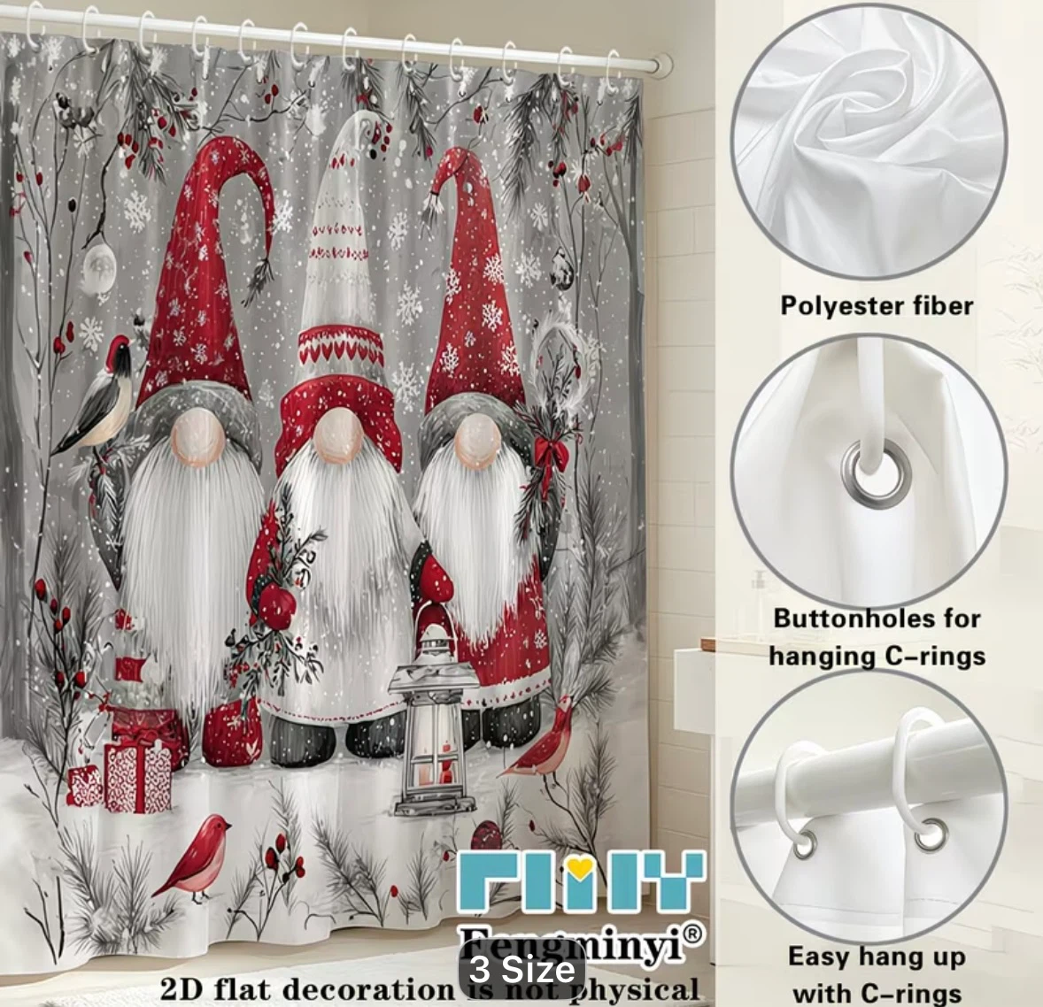 NEW Christmas Gnome Shower Curtain - photo 2