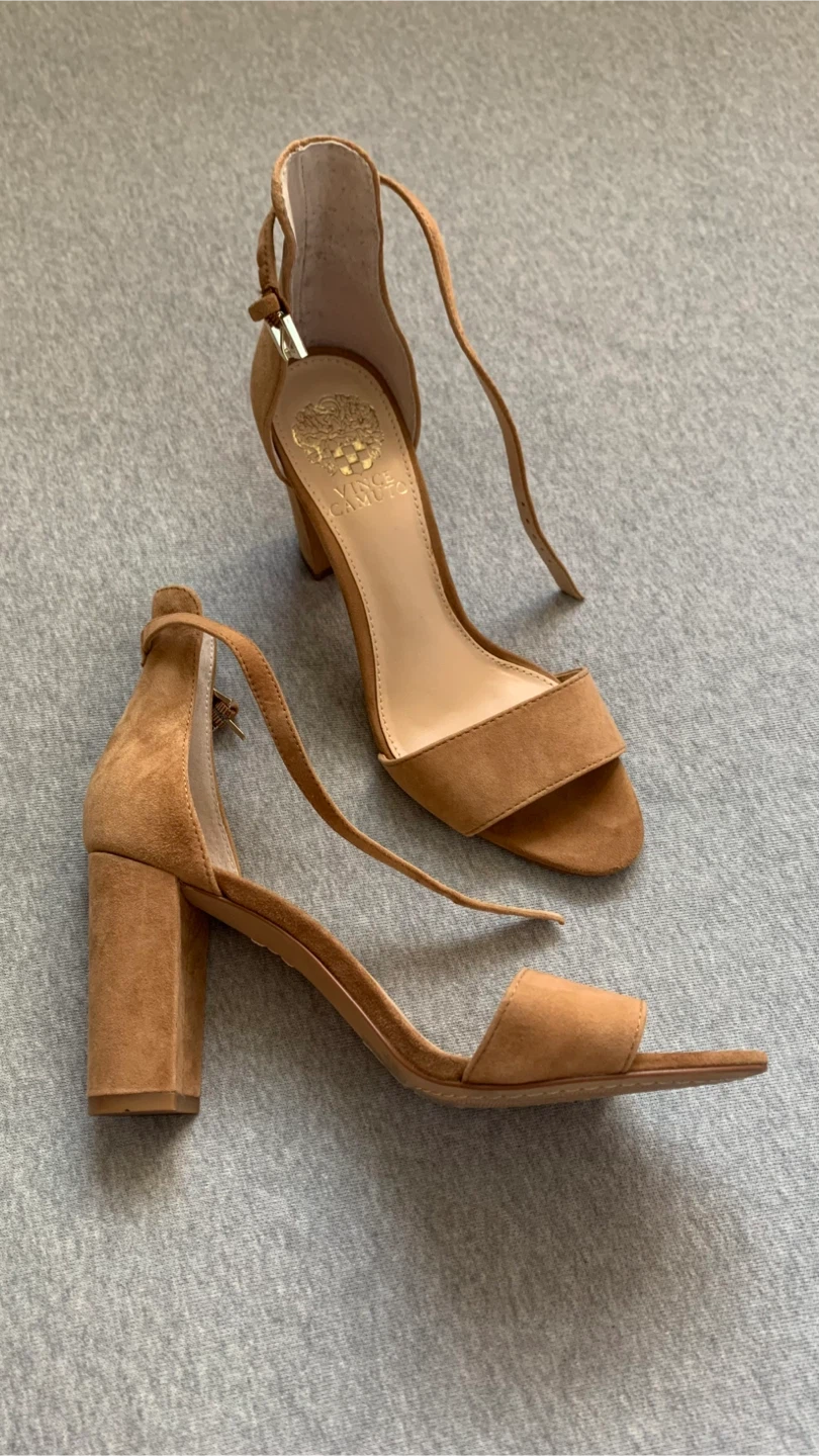 Vince Camuto Corlina Tan Suede Sandals - Size 7 (37.5) - photo 2