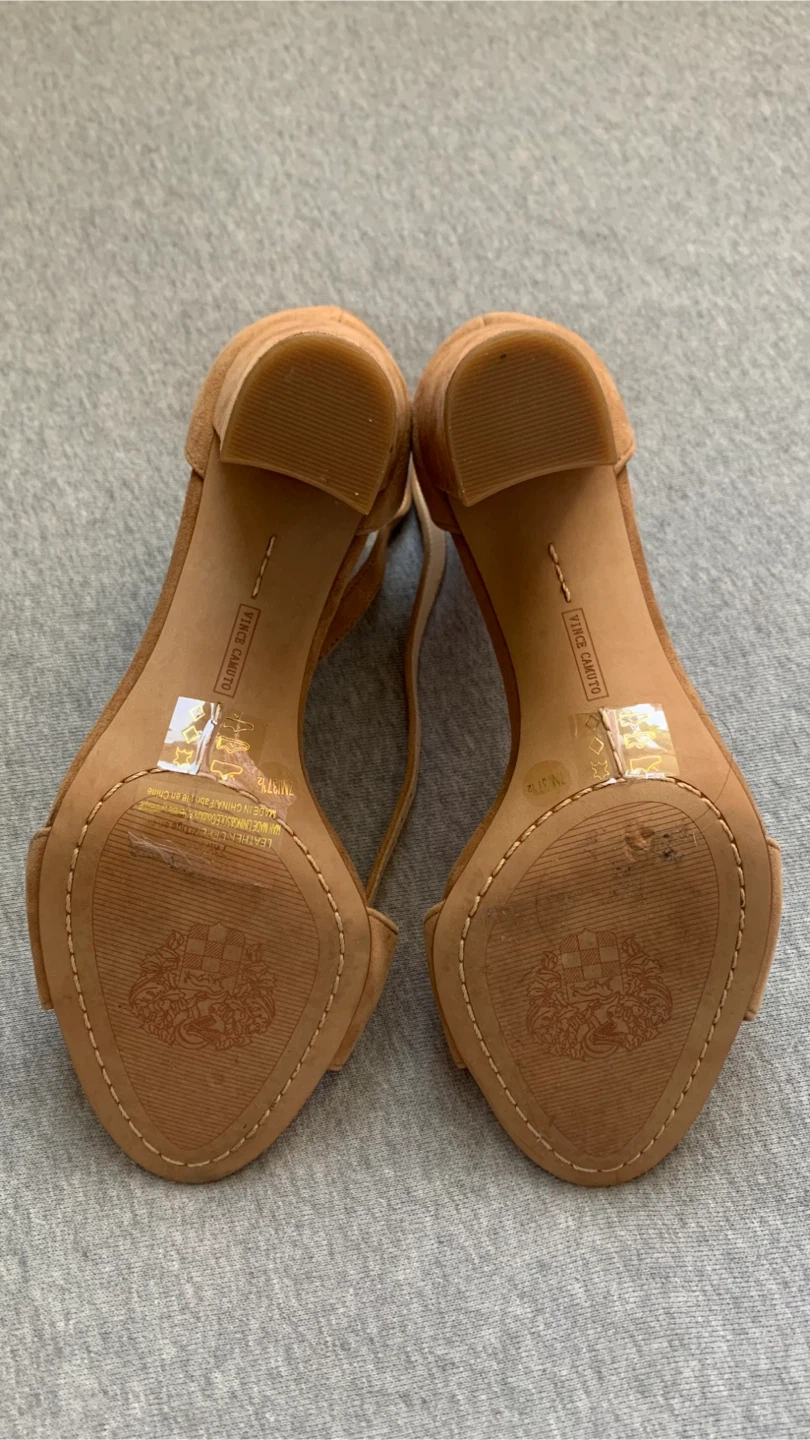 Vince Camuto Corlina Tan Suede Sandals - Size 7 (37.5) - photo 3