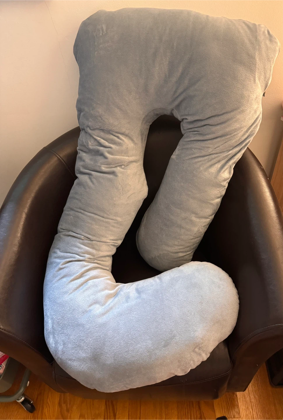 U-Shaped Pregnancy Body Pillow Grey Velvet