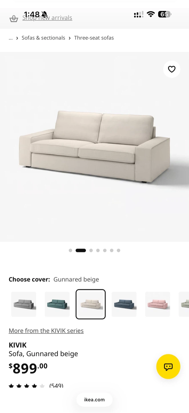 IKEA KIVIK Three-Seat Sofa - Gunnared Beige - photo 3