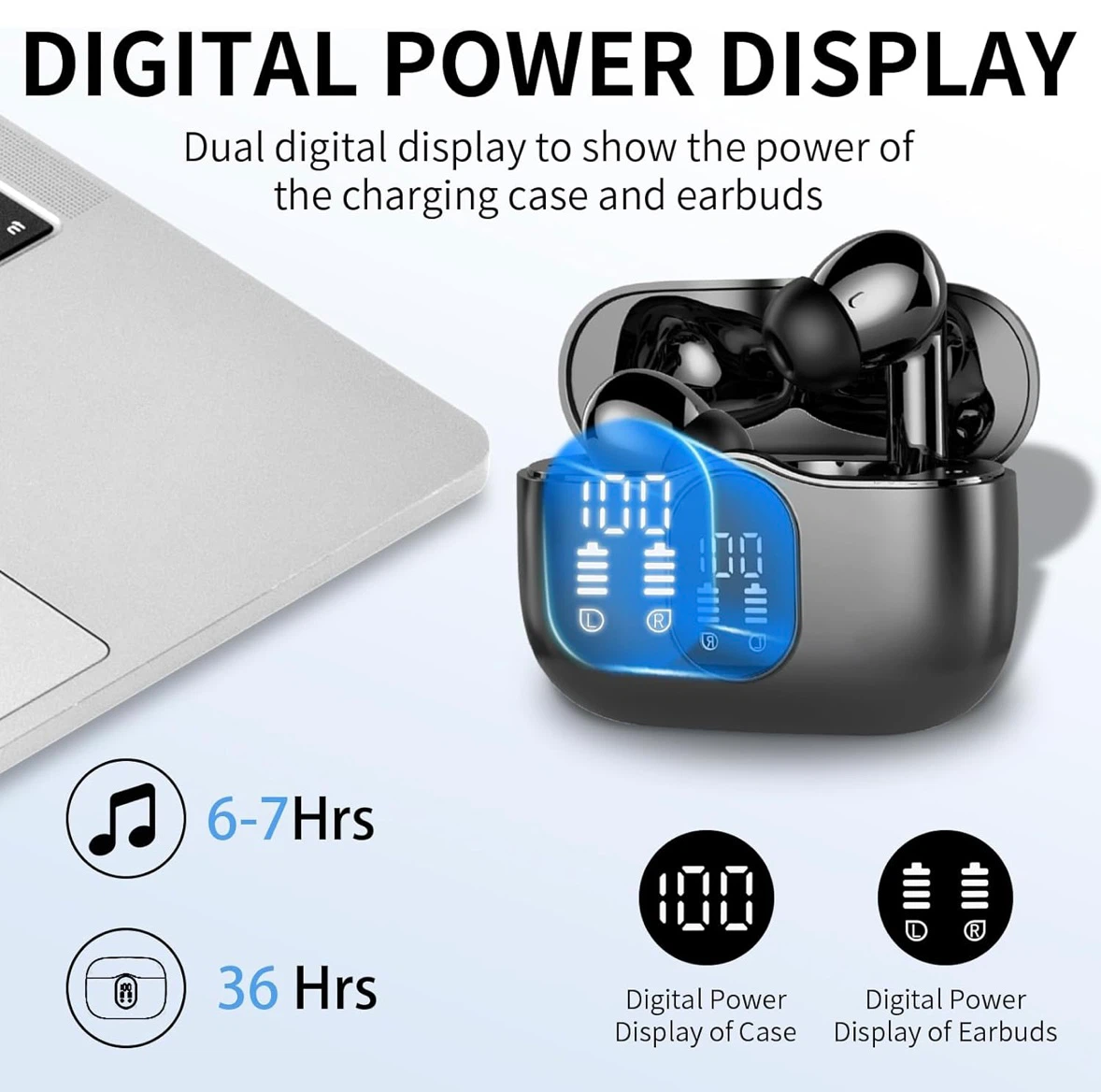 Wireless Bluetooth Earbuds with Digital Display - photo 3