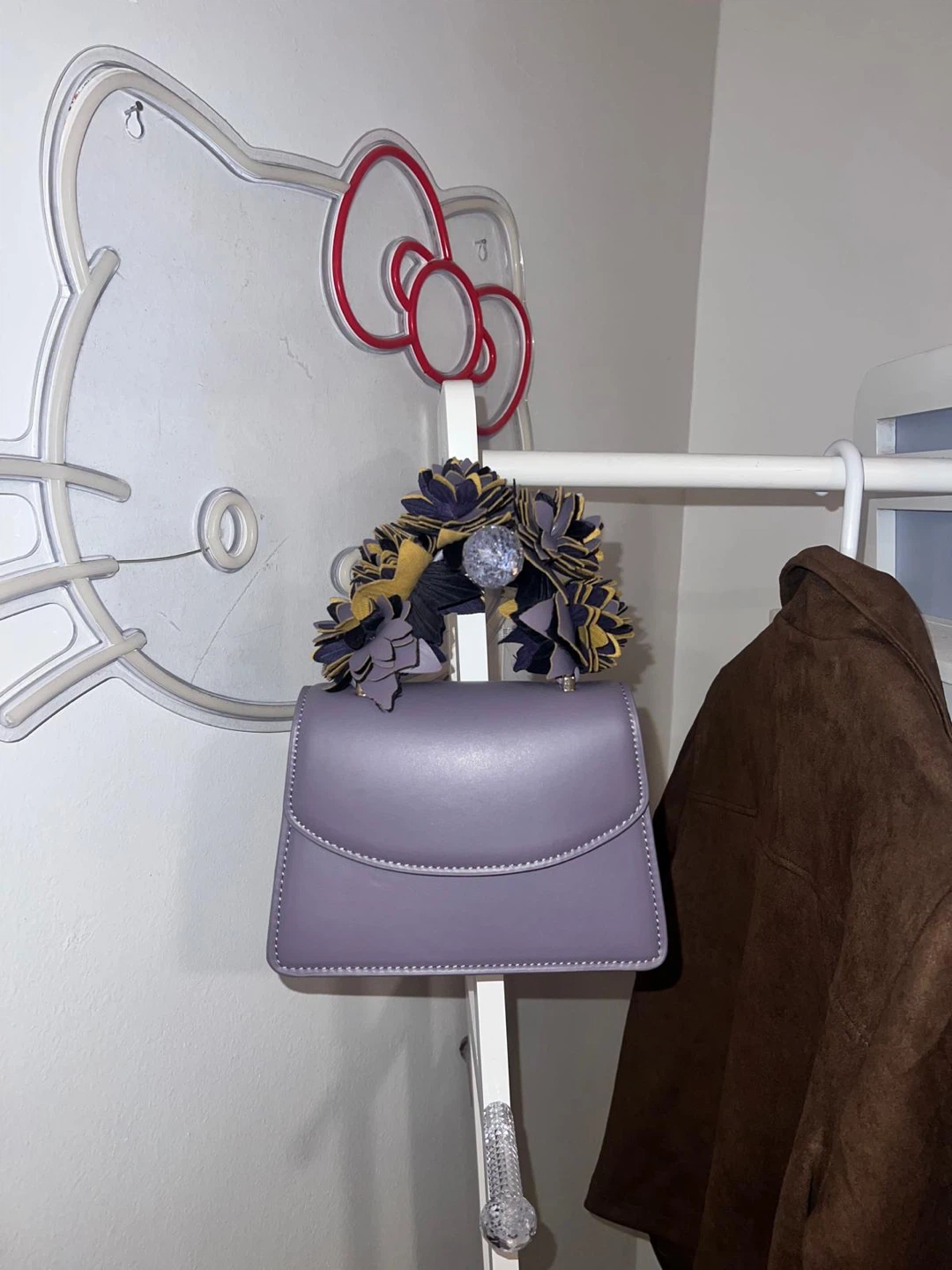 Lavender Floral Handle Handbag