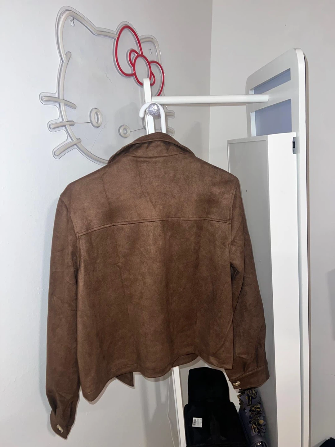 Brown Suede-Look Button-Up Jacket - photo 5