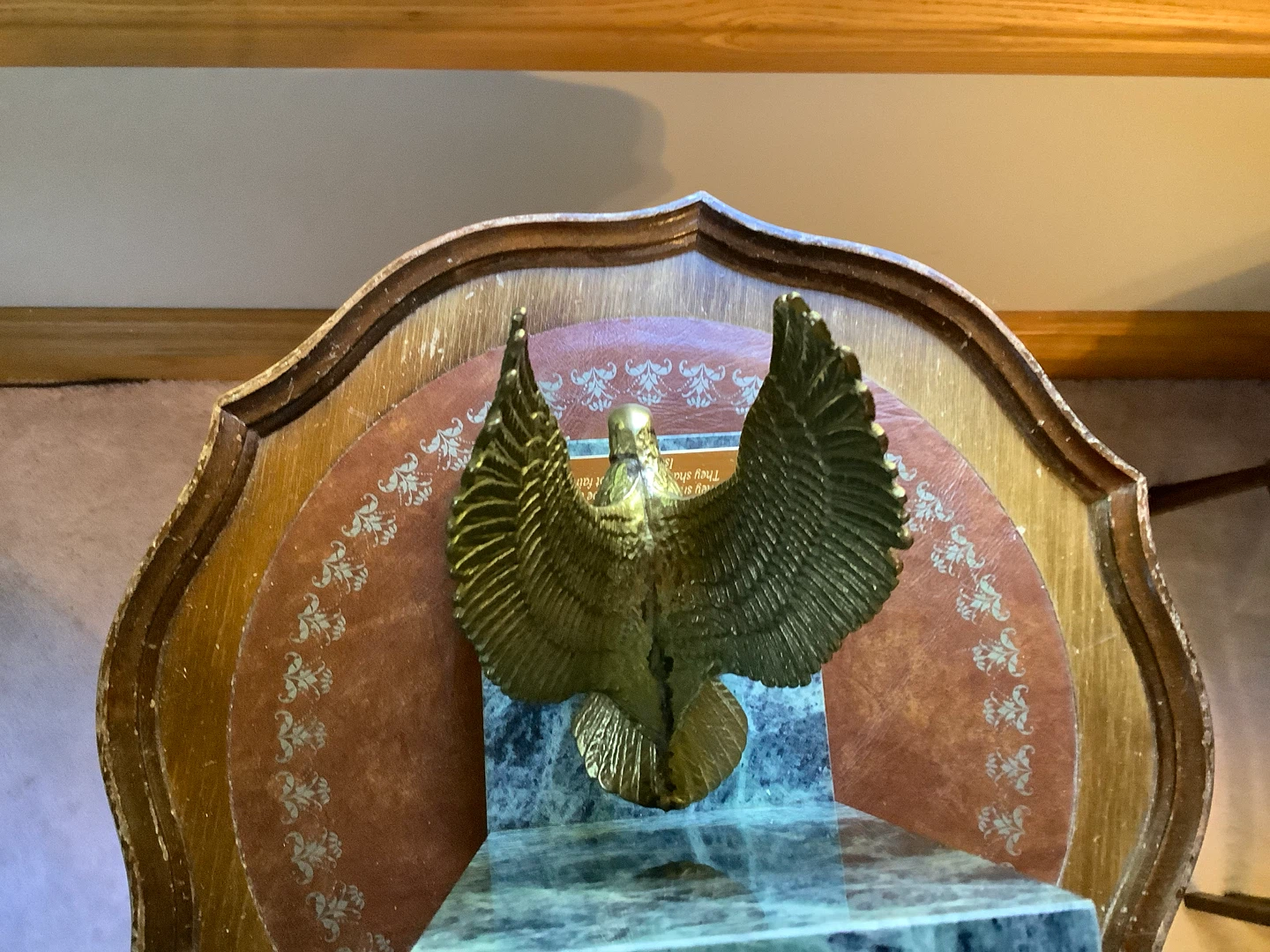 V MCM Brass Eagle Bookend w Green Marble Base Scripture Plaque 🐞 - photo 4