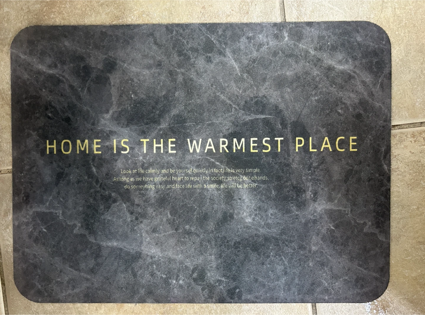 Dark Grey Marble Print Doormat