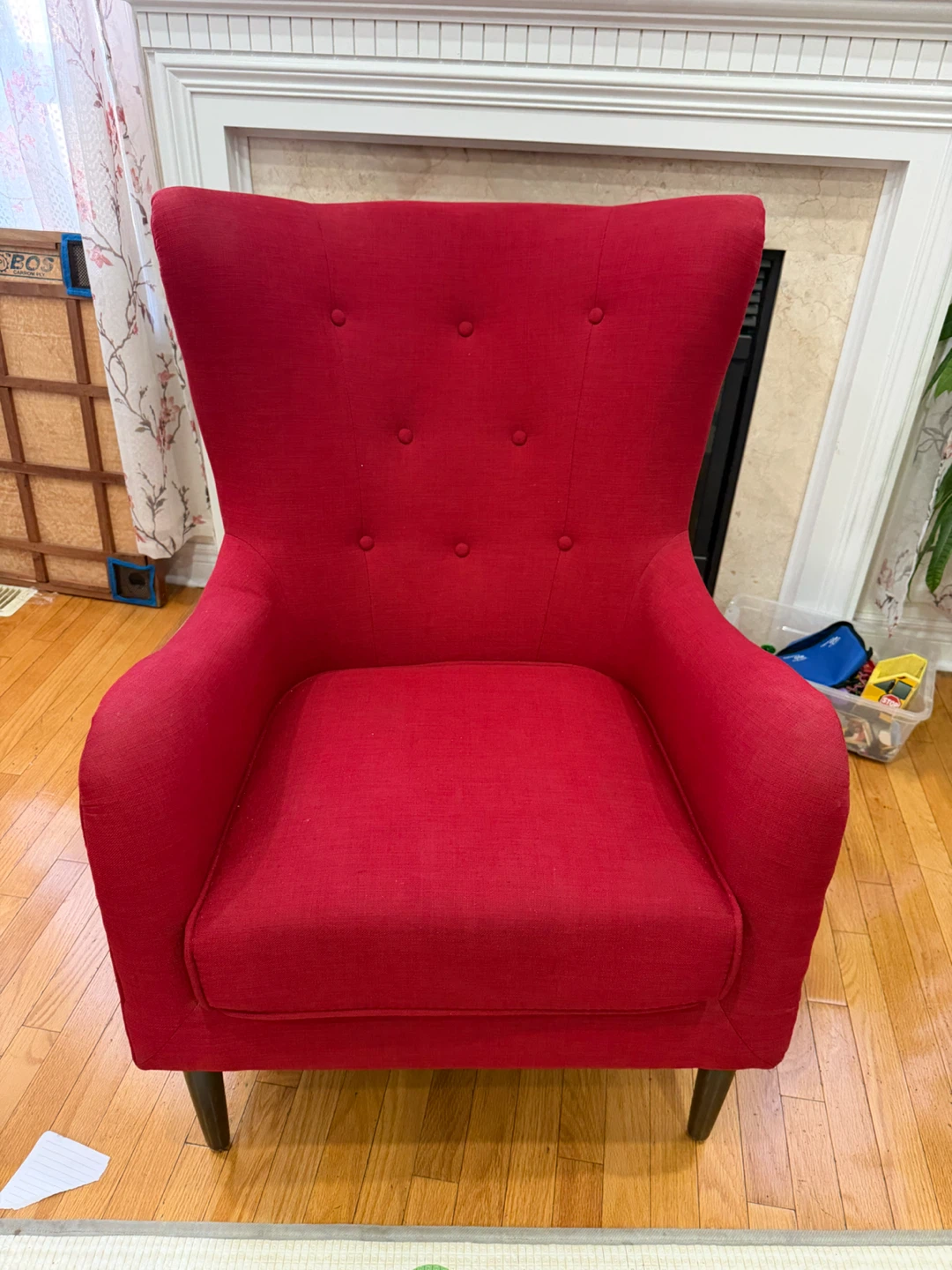 Red Tufted Wingback Accent Chair - photo 2