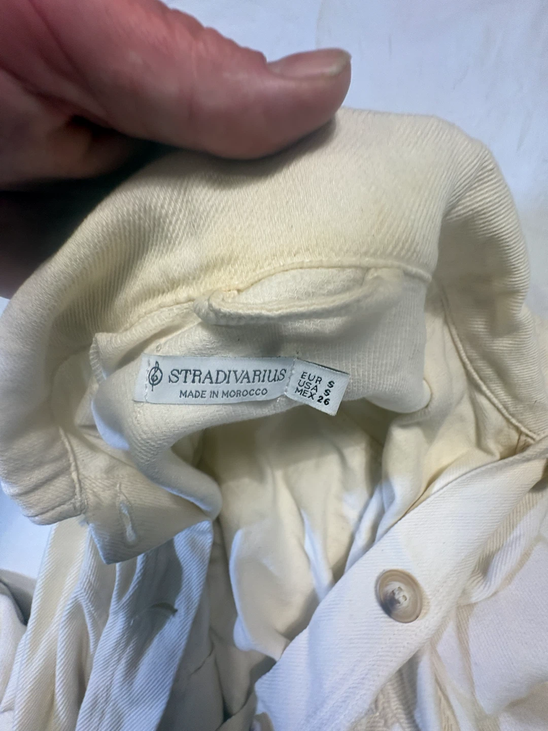 Stradivarius Off-White Corduroy Cropped Jacket