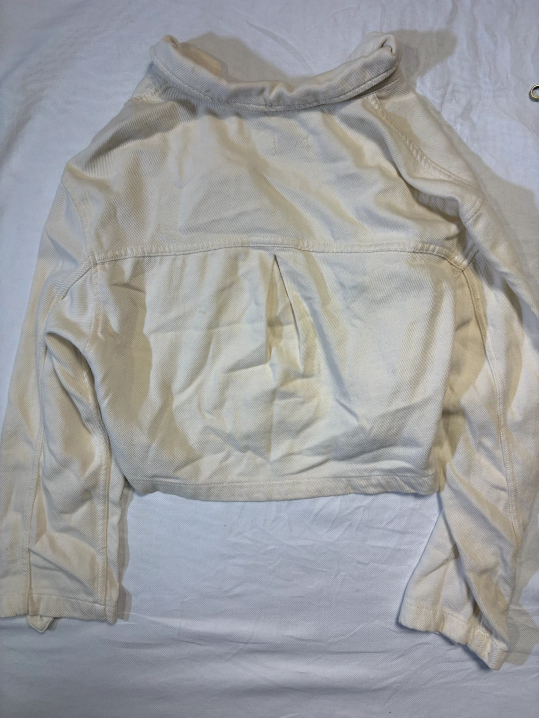 Stradivarius Off-White Corduroy Cropped Jacket - photo 5
