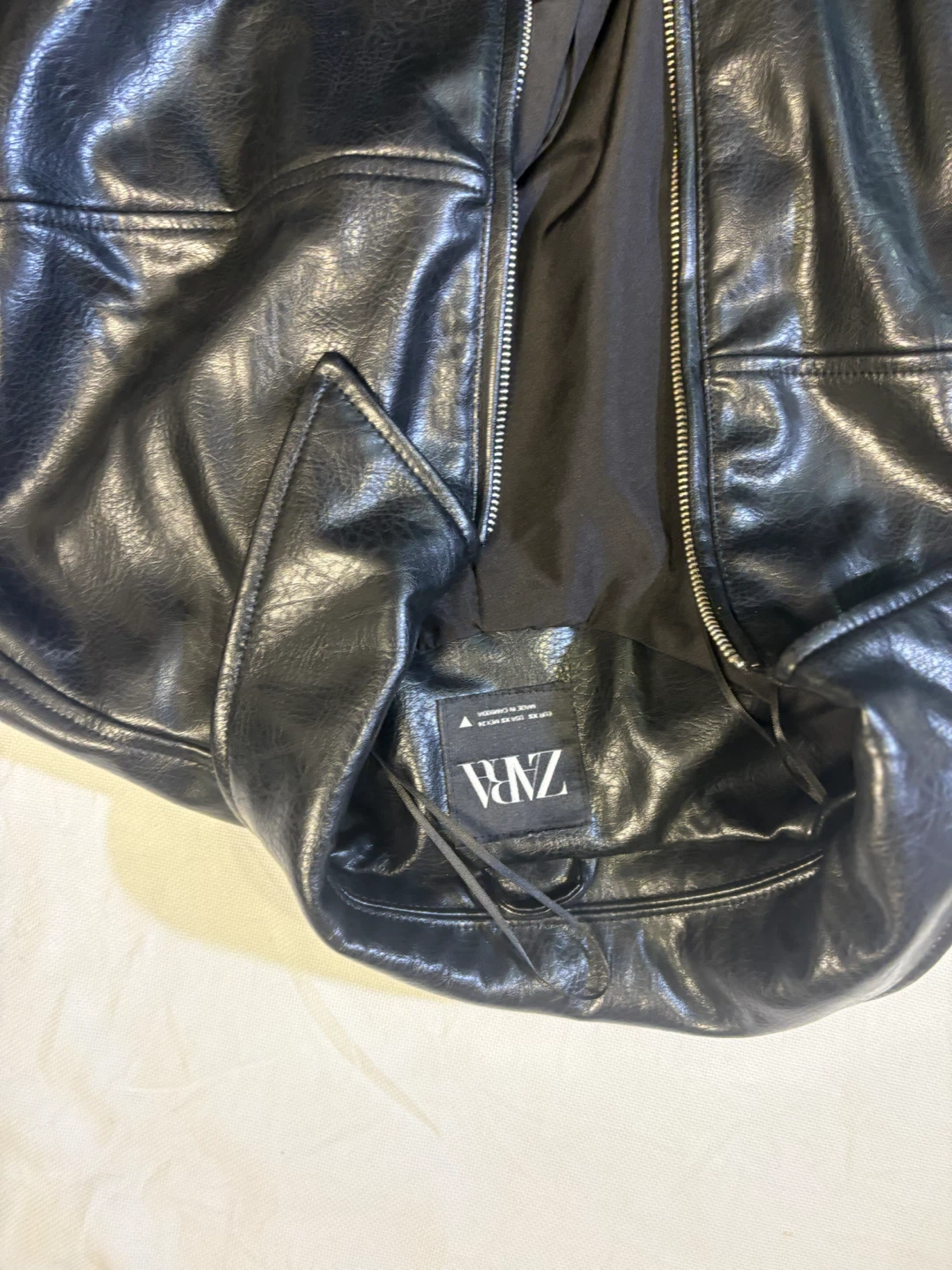 Zara Faux Leather Bomber Jacket