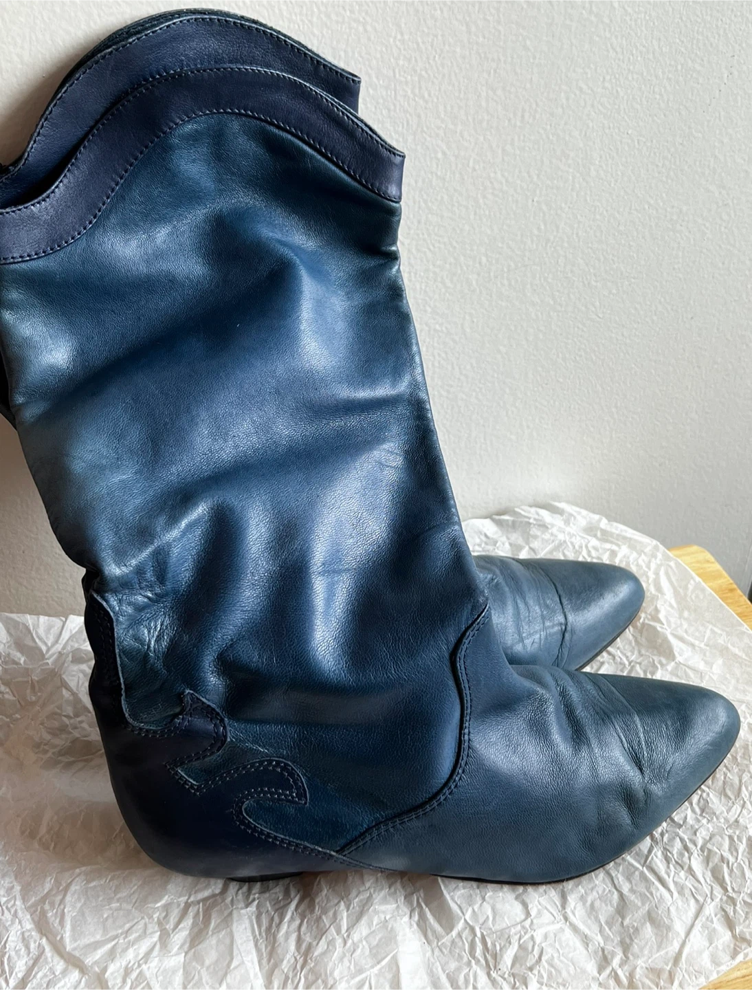 Italian Leather Western Boots - Blue Size 8.5B - photo 2