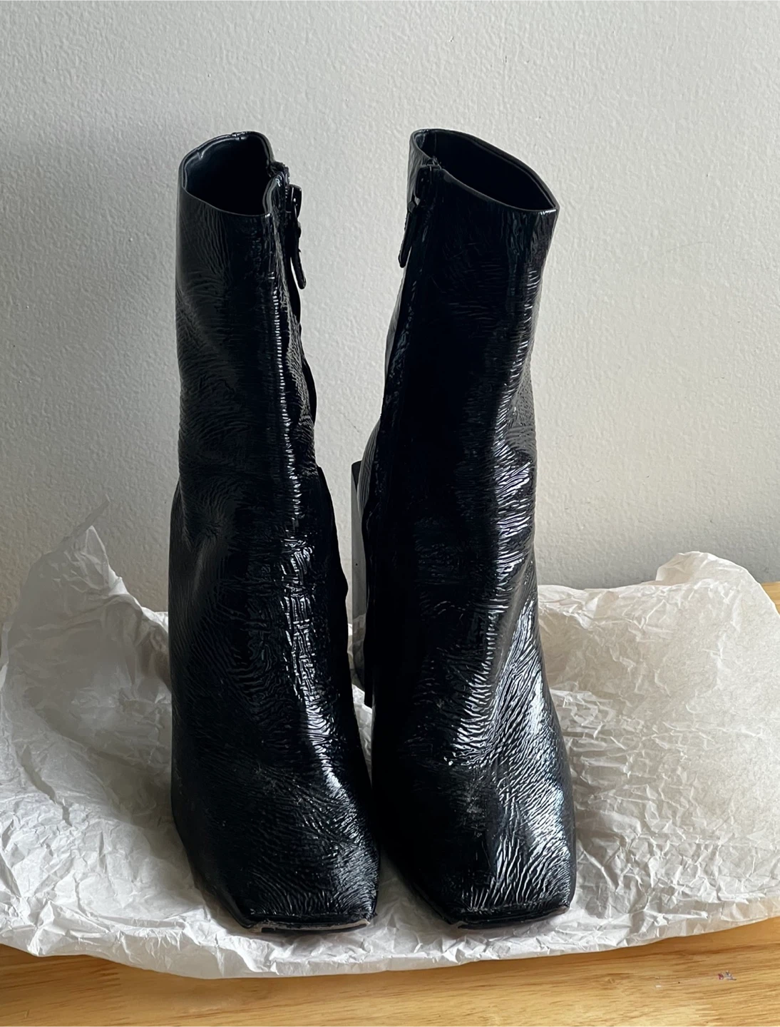 Balenciaga Black Patent Ankle Boots Size 37