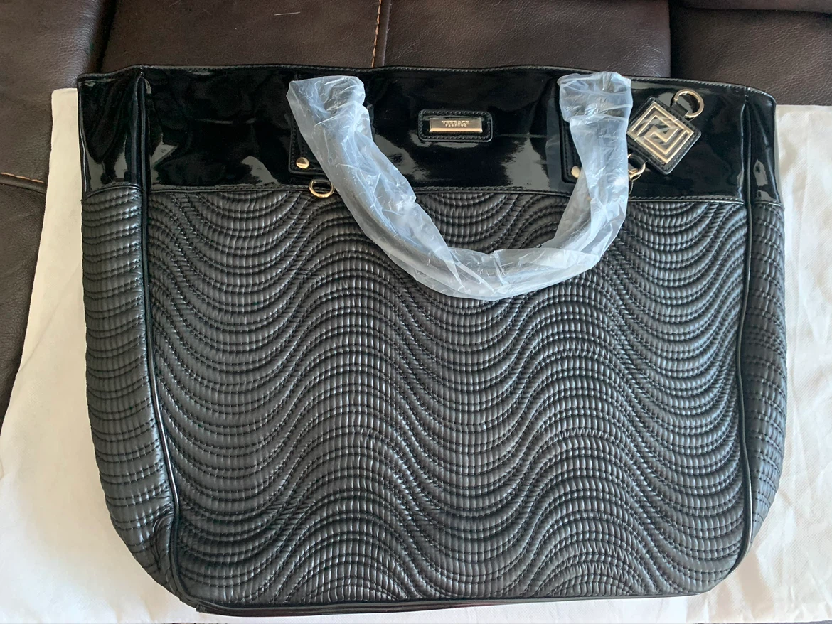 Versace Parfums Black Quilted Tote Bag