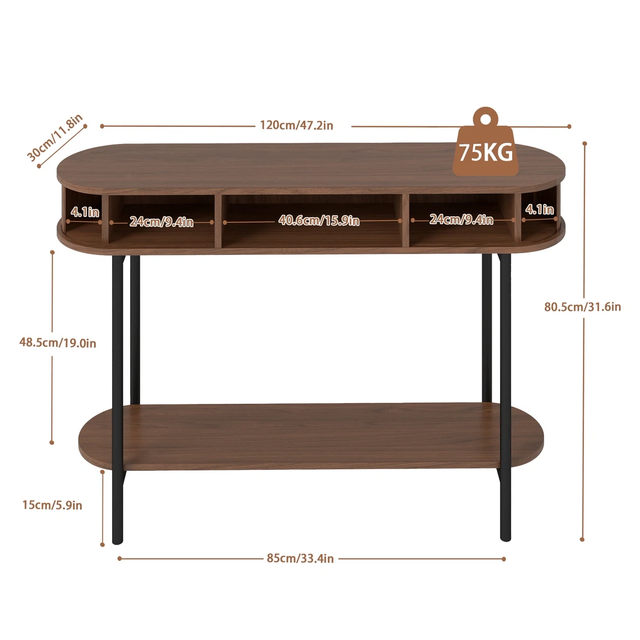 Tv stand Console Table with Storage Shelf - photo 4
