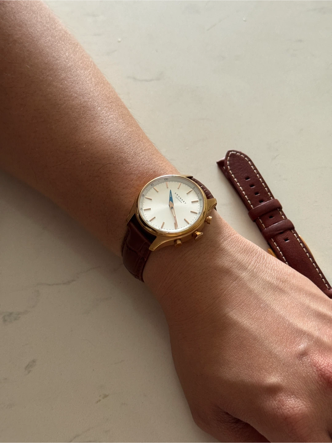 Kronaby Gold-Tone Watch with Extra Strap